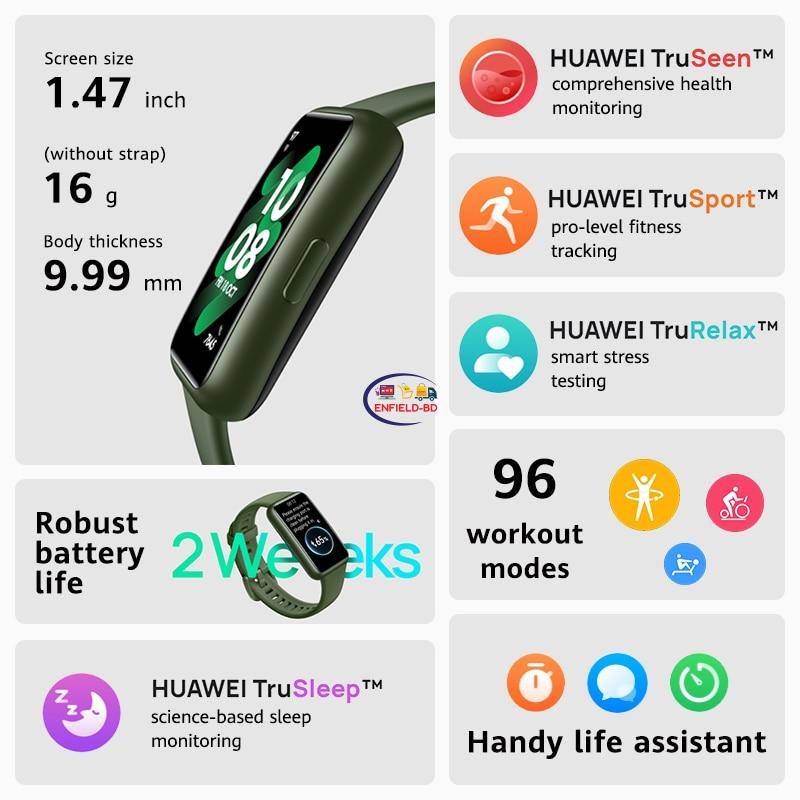 Huawei Band 7 AMOLED Screen Smart Watch – Green - Jaaeem