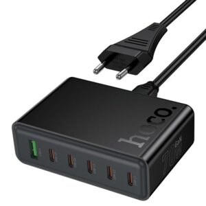 Hoco C152A 70W PD 6-Port Desktop Charger | 5 USB-C + 1 USB-A Fast Charger