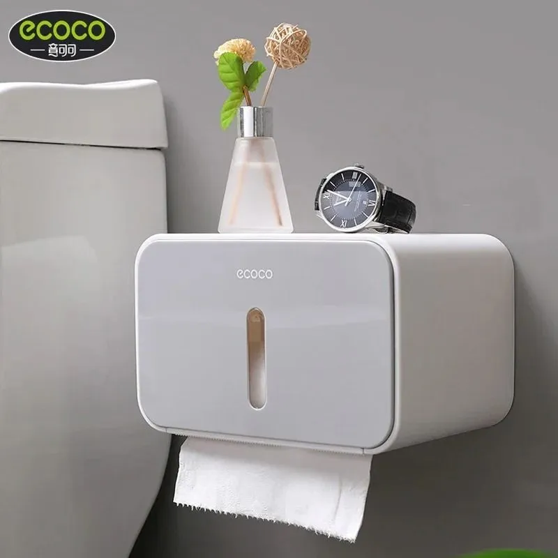 ecoco-toilet-paper-roll-holder-wall-mounted-bathroom-tissue-box-12 ECOCO Toilet Paper Roll Holder Wall Mounted Bathroom Tissue Box - Image 1